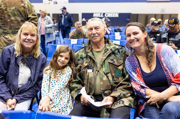 School-wide assembly with Veterans and their families. 